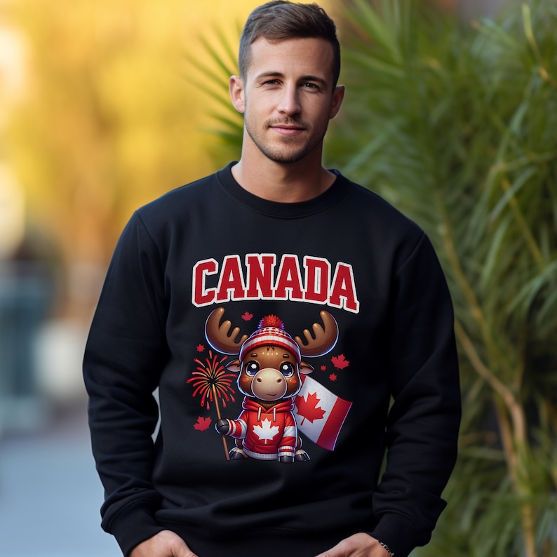 Canada Day Flag Moose Sweatshirt Bull Moose Comfort Colours T Shirt ...