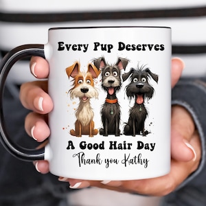 Regalo personalizado para peluquero de perros, taza de café personalizada para estilista de mascotas, decoración de salón, regalo de agradecimiento para mascotas, lindo cachorro, regalo de Navidad, labrador retriever