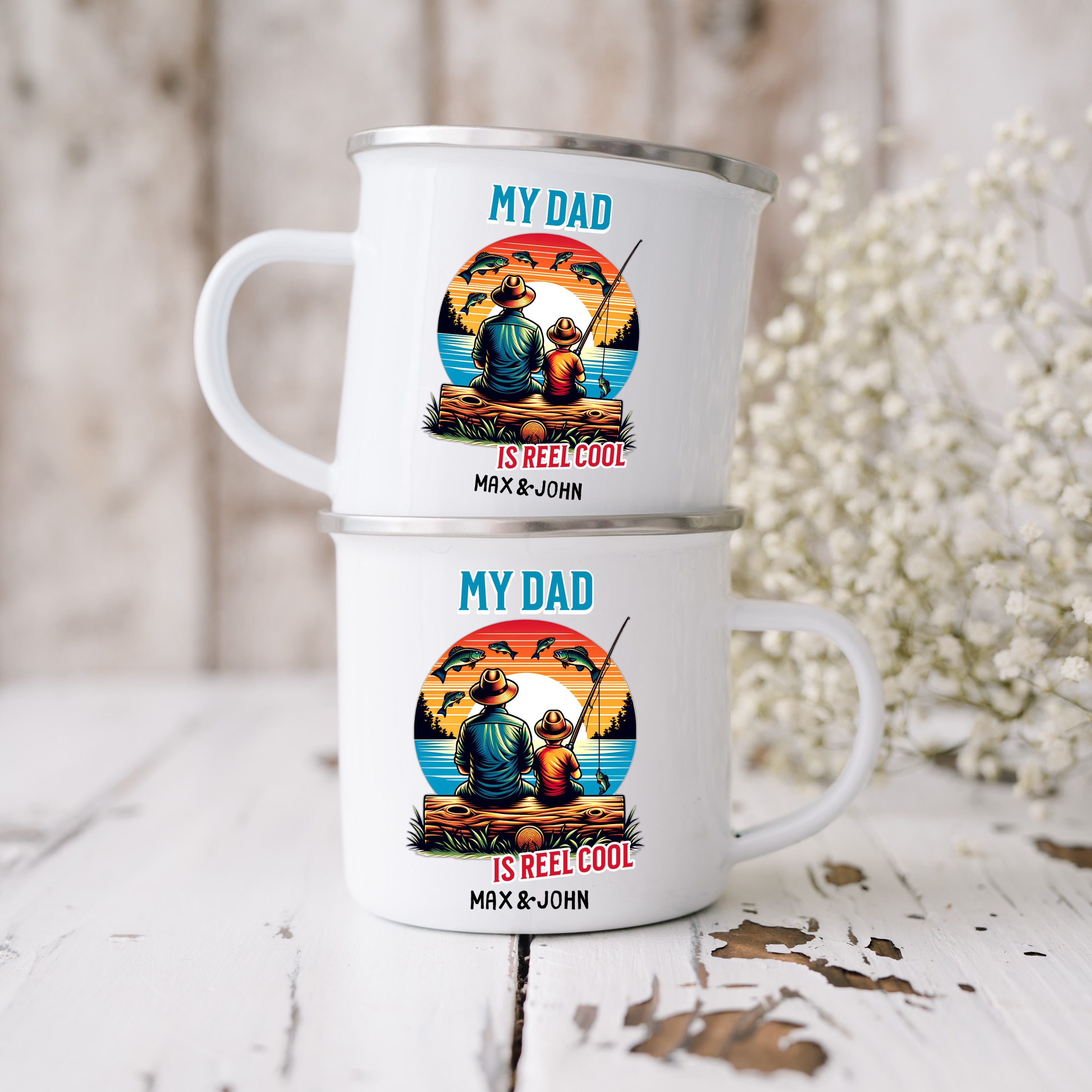 Coffret Cadeau Pêche Personnalisable - Tasse Thermique Voyage + Flacon, Fête Des Pères