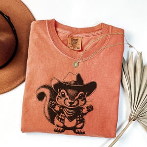 Vintage Squirrel Shirt Comfort Colors®, Western Aesthetic Clothing, Squirrel Lover Gift, Retro Cowboy Apparel, Funny Nature Graphic Tee