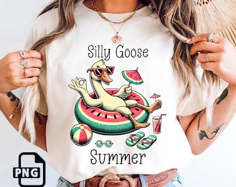 Silly Goose Summer PNG, Beach Tumbler Digital Download, Watermelon Shirt Sublimation, Pool Party Themes, Sarcastic Wife DTF, Retro Duck PNG