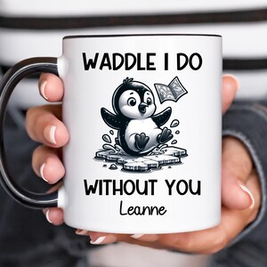 Heiße Schokolade Tasse Kundenspezifische Valentinstag Kaffeetasse, Pinguin Liebhaber, Urlaubskarte Teetasse, Reise-Enthusiasten Geschenk, personalisierte Latte Tasse