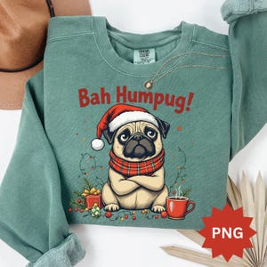 Hundjul PNG, mopsmamma sublimering, grinig hund digital nedladdning, roliga julkort, morförälderpresent, retro hundtröja, makekort