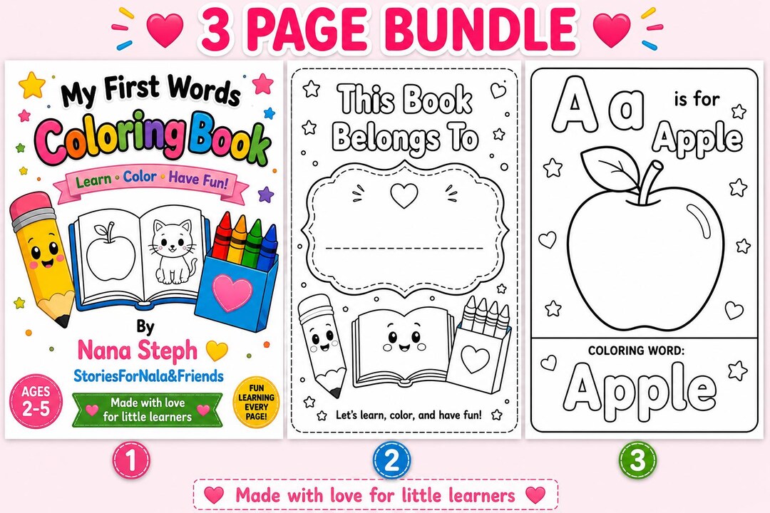 My First Words Coloring Book – Printable for Kids - Etsy