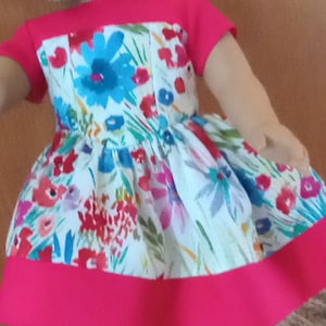 Beautiful bright floral dress for 18 inch doll