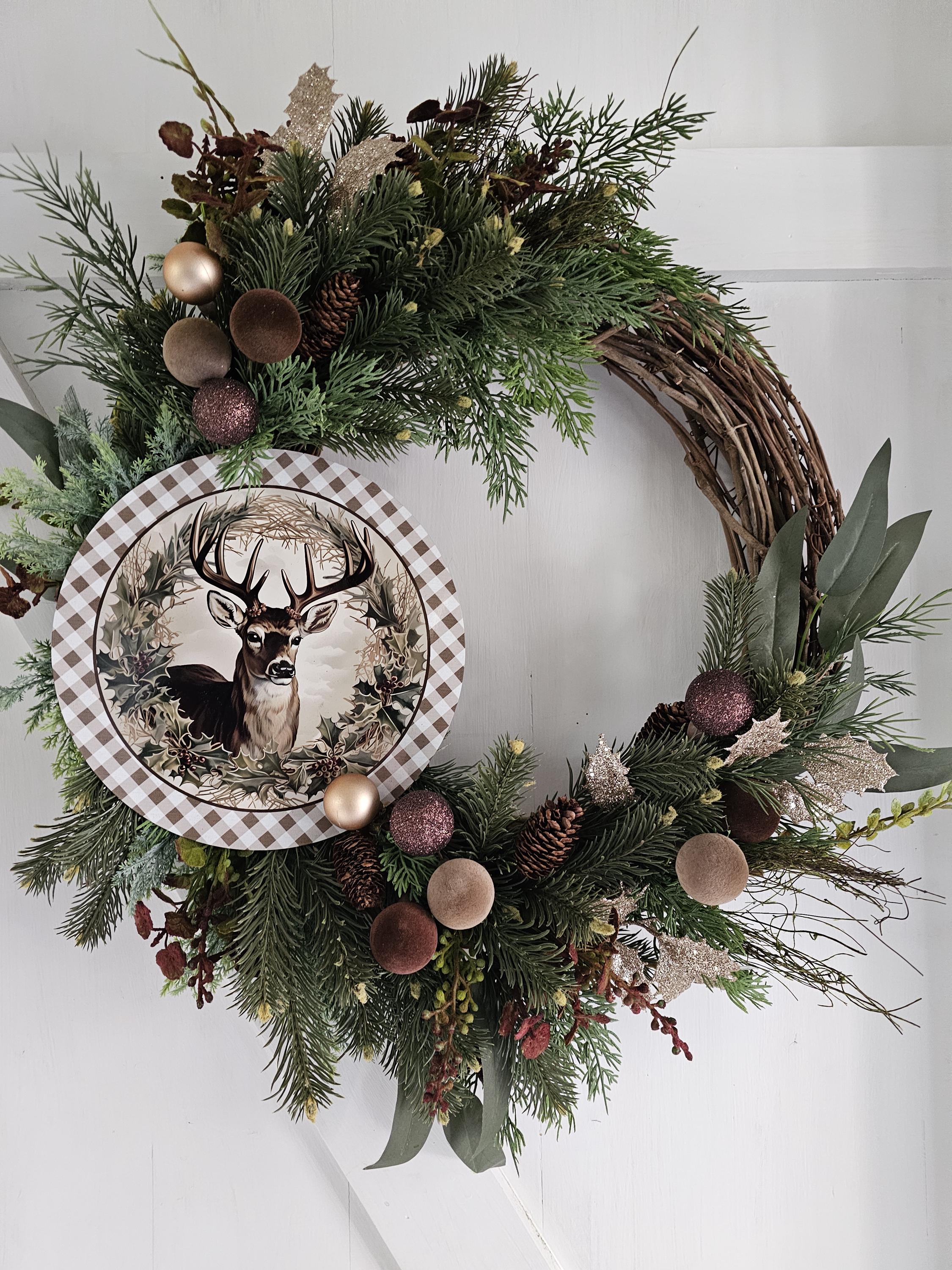 21 Winter Wreath Ideas Beyond Christmas 15 Rustic Deer-Themed Winter Grapevine Wreath with Pine, Cedar, and…