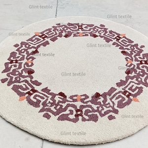 Beige Round Rug | 7x7 10x10 Rug | Wool Area Rug | Living Room | Bedroom Rug | Hall Rug | Handmade Circle 4x4 5x5 6x6 8x8 9x9 12x12 15x15 Rug