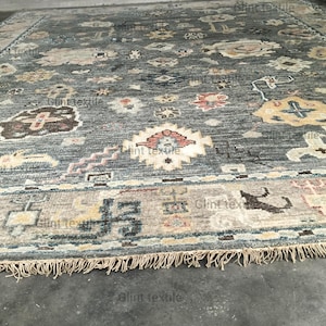 Oushak Area Rug | Hand Knotted | Oriental Carpet With Multicolor Floral Medallions| Vintage Turkish Design | 8x10. 9x12. 9x13. 10x14. 12x15