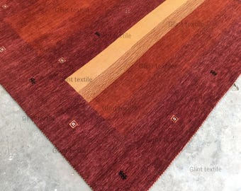 Rust Wool Area Gabbeh Rug For Living Room Bedroom Indian Rug 5x7 6x9 7x9 8x10 9x12 10x14 12x15 Rug Custom Rug Runner