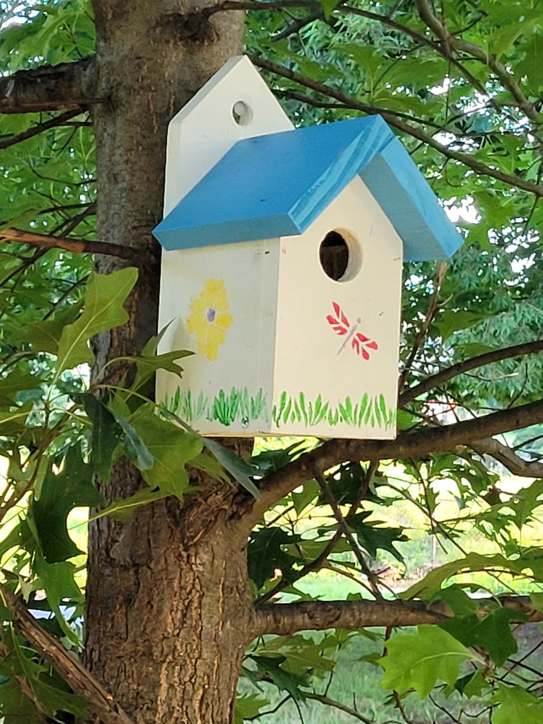 Zaunkönig-Vogelhaus Aus Poly-Holz, 21,6 X 19,1 X 19,7 Cm – Hängend, Leicht Zu Reinigen & Wetterfest, In Indigo/Weiß
