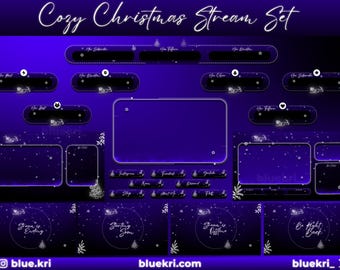 Paquete de superposiciones navideñas acogedoras para transmisiones en directo: pantallas animadas para Twitch