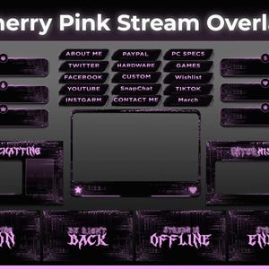 Twitch Overlay Package | Cherry Pink Animated Stream Overlay Pack | cyberpunk-inspired neon Animated Stream Overlay Package | Stream Overlay