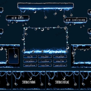 Blue Halloween Animated Stream Overlay Package | Twitch & YouTube Overlay Set with Alerts, Screens Panels | Halloween Overlay Package