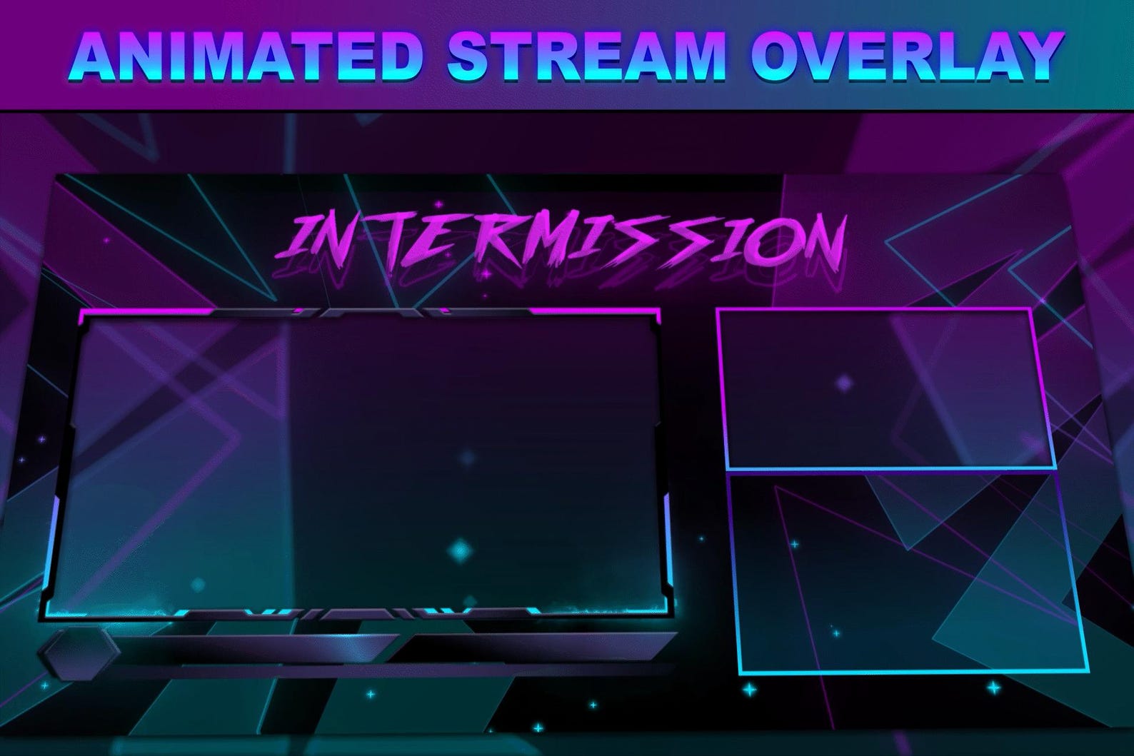 Vibrant Animated Stream Overlay | Blue Stream Overlay Package | Twitch ...