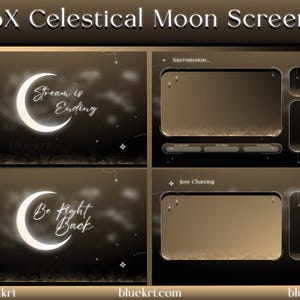 Celestial Moon Overlay Package – Stunning Gold and Black Screen Set for Streamers  | Screens | Animated Screens | Twitch Animated Screen