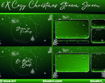 Cozy Christmas Stream Screens, Festive Twitch Overlay (6x)