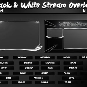 Animated Black & White Twitch Overlay | Dark Stream Overlay Package | Dark Twitch Package / Aesthetic / Animated Screens, Alerts, Webcam