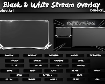 Black & White Animated Stream Overlay | Minimalist VTuber Design