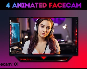 Animated Neon Webcam Overlay, Twitch Stream Facecam Template