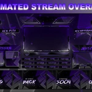 Neon Galaxy Animated Stream Overlay Package | Purple White Stream Overlay Package | Animated Overlay package | Twitch Overlay Package