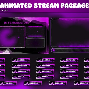 Pacchetto di sovrapposizioni di flusso animate Moon / Overlay Twitch / Pacchetto di sovrapposizioni di flusso animate a tema Moon / Pannelli Twitch / Pacchetto di sovrapposizioni di flusso