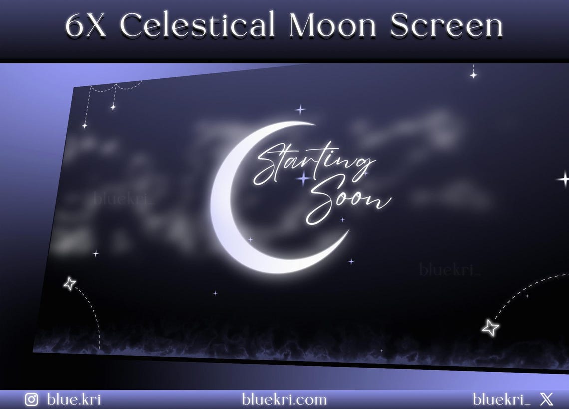 Blue Twitch Celestial Moon Animated Screens | Midnight Blue Twitch ...