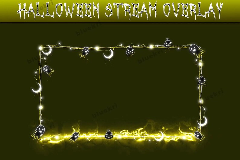 Yellow Halloween Stream Overlay Package — Neon Spooky Overlay Kit for ...