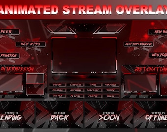 Red Animated Stream Overlay | Futuristic Twitch Package