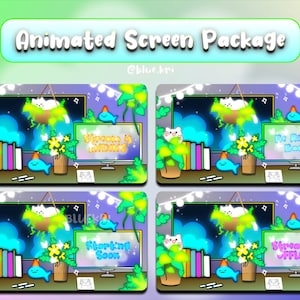 Cozy Neon Cat Stream Overlay Package - Écrans animés Lofi Twitch, Lofi Twitch | Superposition Twitch mignonne | Flux néon