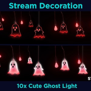 10X Halloween Cute Ghost Lights Animated Twitch Stream Decoration, Animated Halloween Twitch Overlays for Streamer, Vtuber, OBS