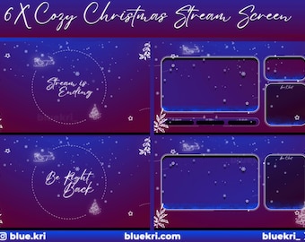 Cozy Christmas Twitch Stream Screens, Animated Overlays (Digital Download)