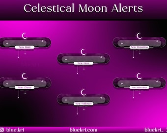 Pink Himmlische Mond Animierte Stream richtet sich nach einem Cosmic Twitch Overlay