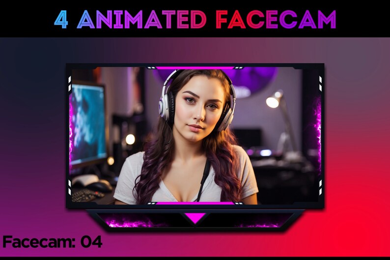4x Animated Webcam, Overlay Template || Webcam Twitch Stream Overlays ...