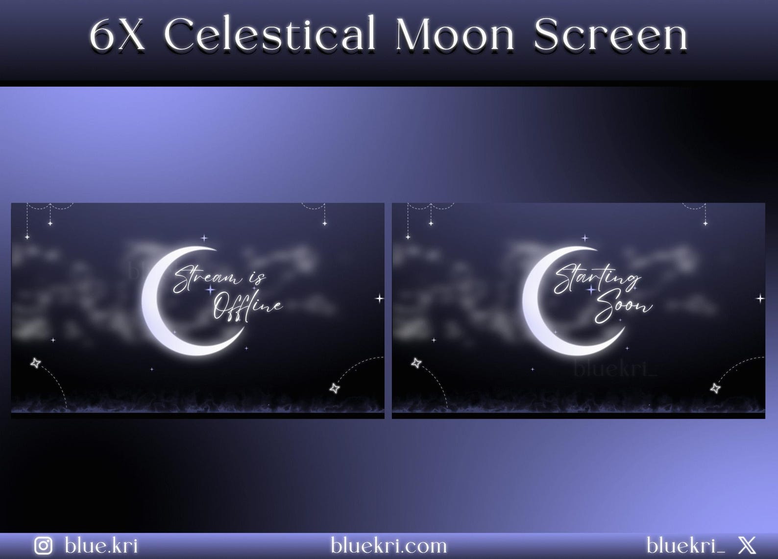 Blue Twitch Celestial Moon Animated Screens | Midnight Blue Twitch ...