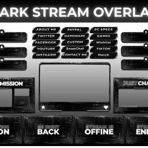 Pacote de sobreposições de DARK Stream animadas para Twitch, Dark Stream Overlay | YouTube, OBS, Pacote de sobreposição do Twitch, Sobreposição do Twitch,