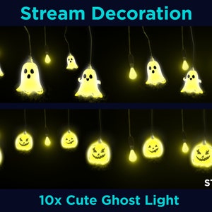 Animated Halloween Lights, 10x Halloween Stream Decoration, Pumpkin Overlay Twitch, Spooky Twinkle Lights, Vtubers Assets, Animated Overlay
