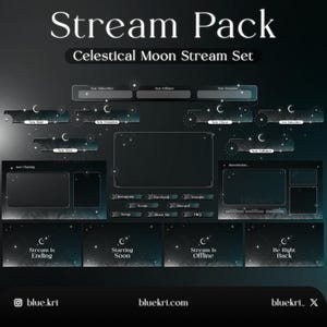 Celestial Moon Stream Overlay Pack | Experience with Mystical Night Sky Designs, Alerts, Transitions for Twitch, YouTube, Fb Gaming and kick
