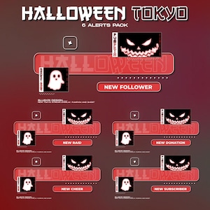 Halloween Tokyo Stream Alerts Pack – 6 Animated Alerts for Twitch, YouTube & Facebook Live