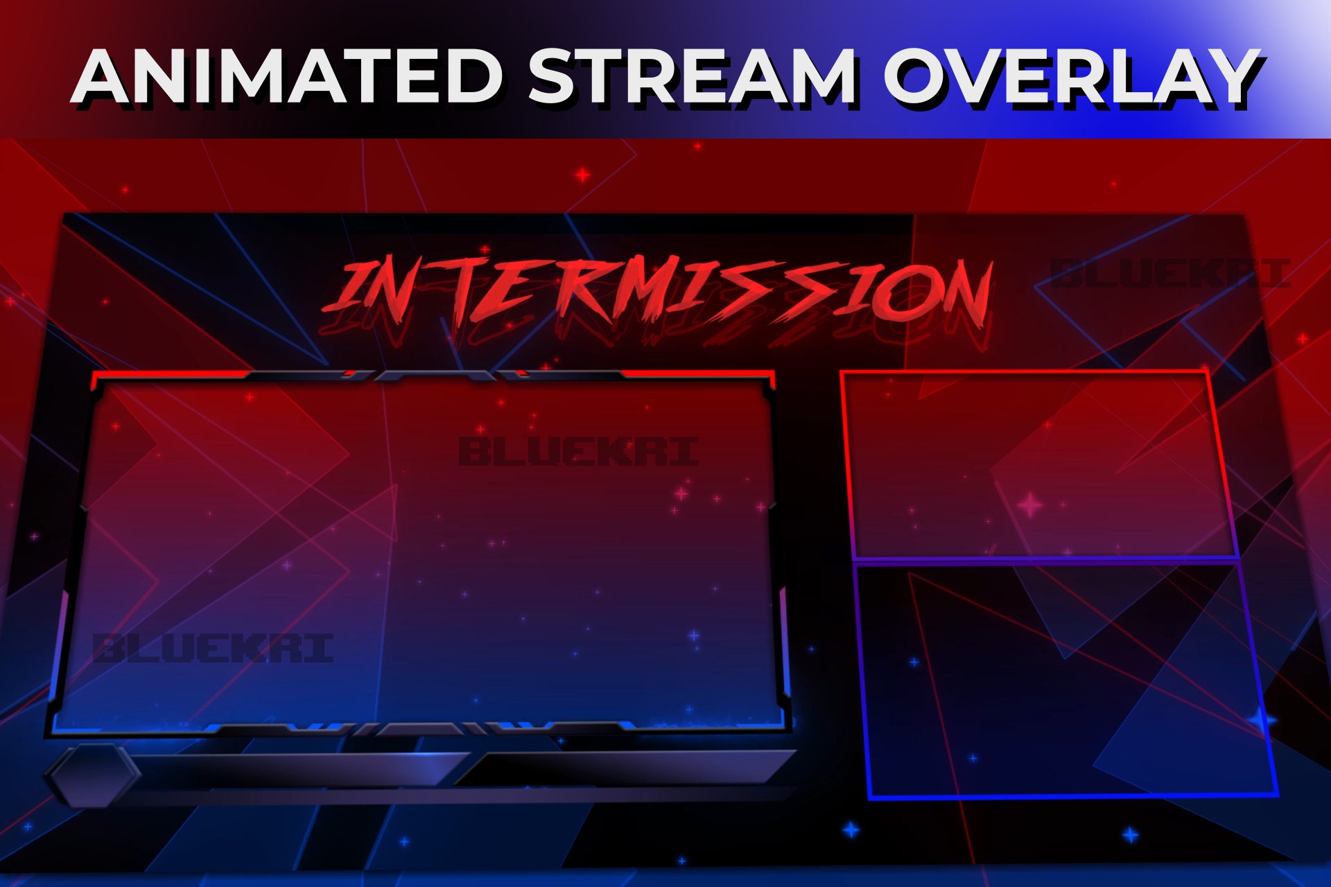 Overly Stream Red Animated Red & Blue Stream Overlay | Twitch, Youtube, Facebook Gaming ...