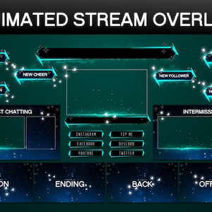 Dynamic Neon Stream Overlay Package | Animated Star Falling & Neon Space Stream Pack for Twitch | Space Twitch Overlay Pack