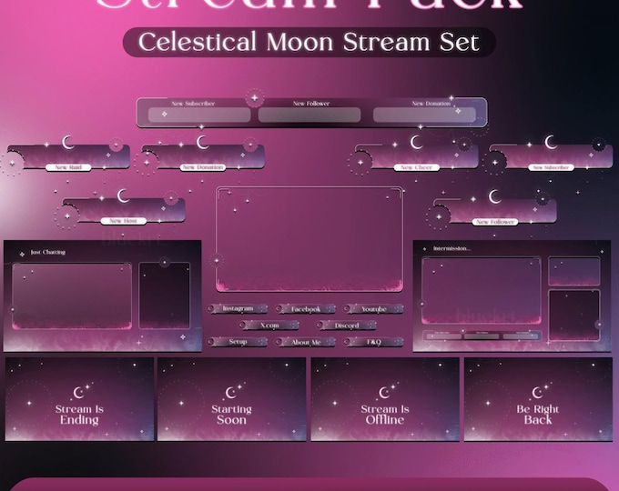 Star Field Stream Pack - Light Blue | Cosmic Twitch Overlay | Animated ...