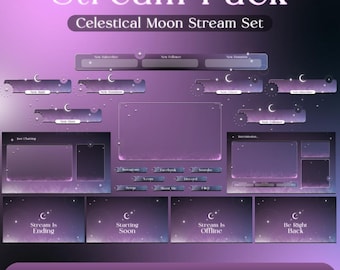 Pacchetto di sovrapposizioni per streaming Star Field / Sovrapposizione cosmica animata per Twitch / Pacchetto streaming OBS Galaxy / Sovrapposizione VTuber celeste / Espulsione da YouTube
