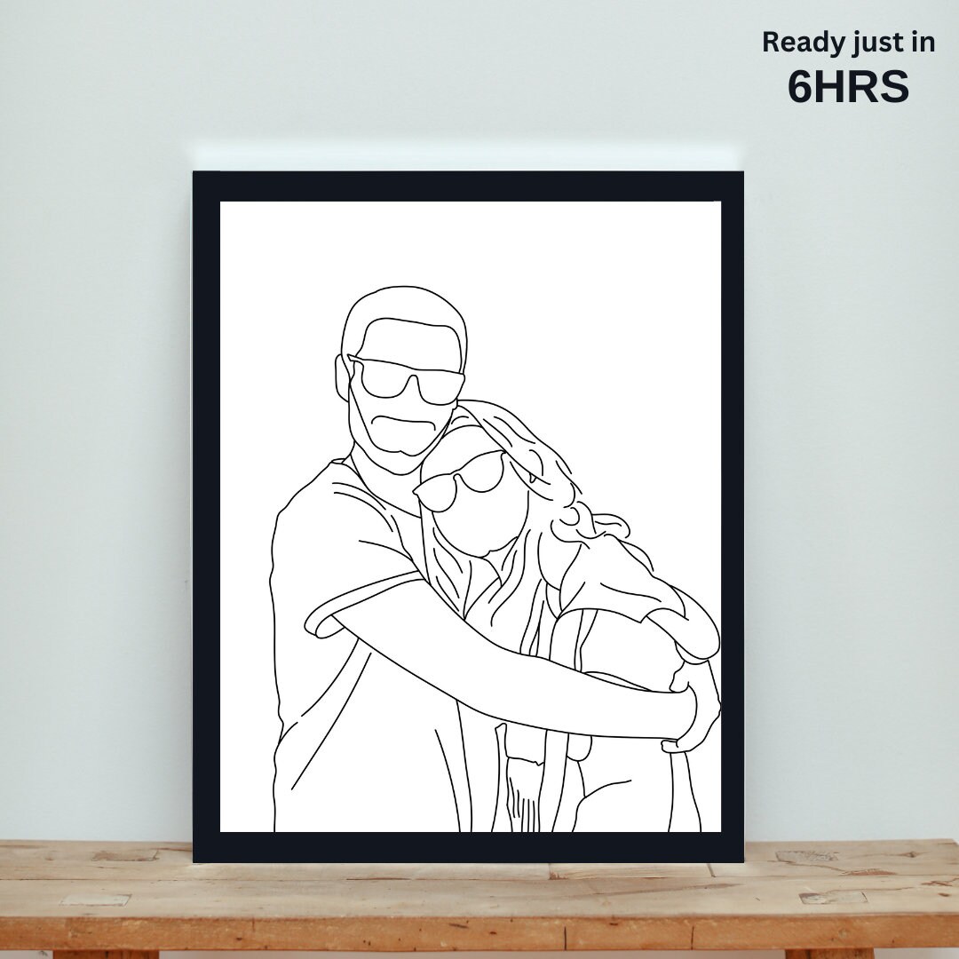 One Line Drawing , Custom Couple Portrait, Custom Family Gift, Custom ...