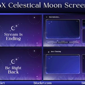 6X Celestial Moon Bildschirm - Kosmisches Stream-Overlay | Animiertes Stream-Overlay-Paket | Twitch Animierte Bildschirme