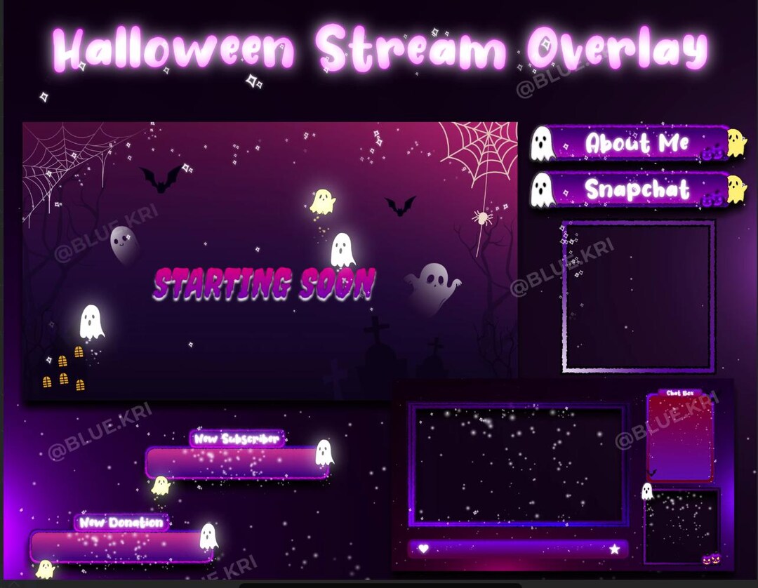 Haunted Overlay Halloween Twitch Stream Overlay | Animated Purple Ghost & Pumpkin - Etsy
