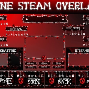 Bone Stream Overlay Package - Skulls Red Halloween Stream Overlay - Twitch Overlay Halloween,  Twitch Overlay Bone, Red Gaming Overlay