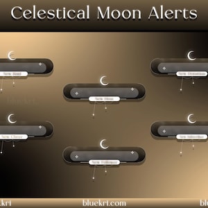 Celestial Moon Alerts: Luxurious Black and Gold Notification Package | Twitch Alerts | Stream alerts | decor Alerts | Moon Stream Alerts
