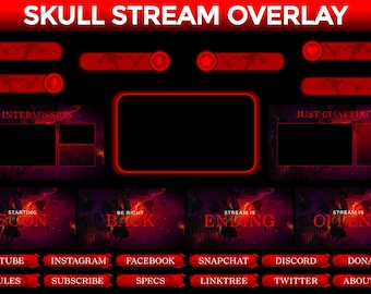 Red Skull Animated Stream Overlay | Gothic Streaming Package