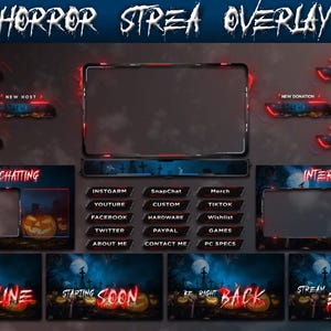 Full animated stream overlay package, horror, dark, Lucid dream, Horror Stream Overlay Kit - Unleash the Ultimate Spooky Vibe
