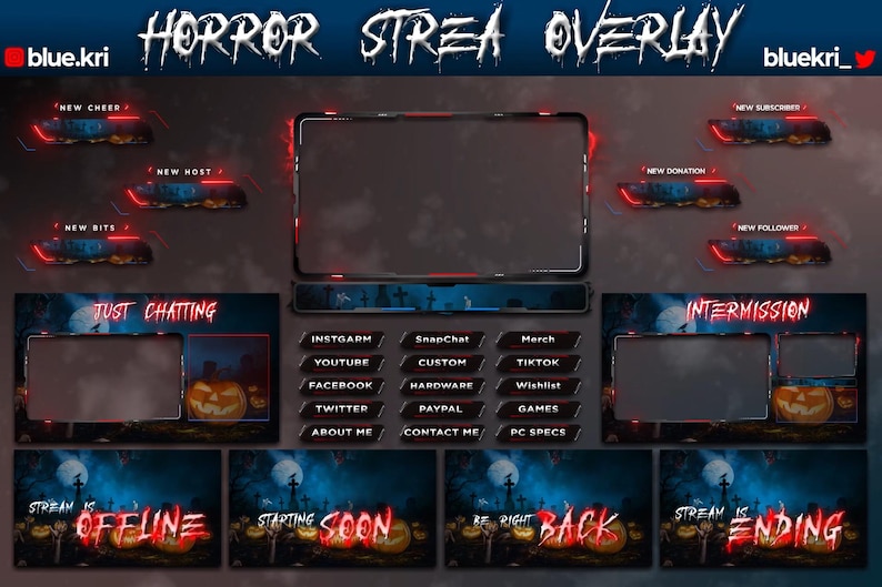 Animated Horror Stream Overlay Pack | Dark Halloween Graveyard Theme ...